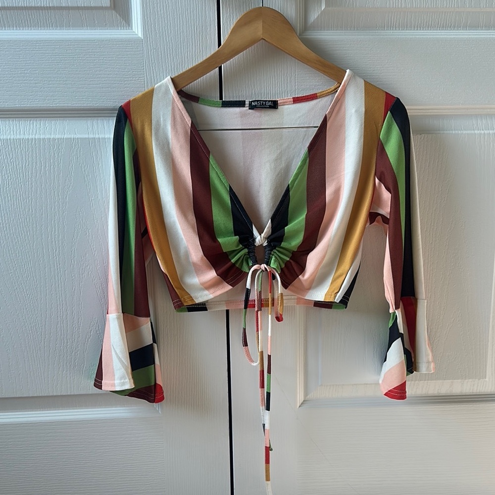 Nasty Gal Patterned Multicolor Crop Top